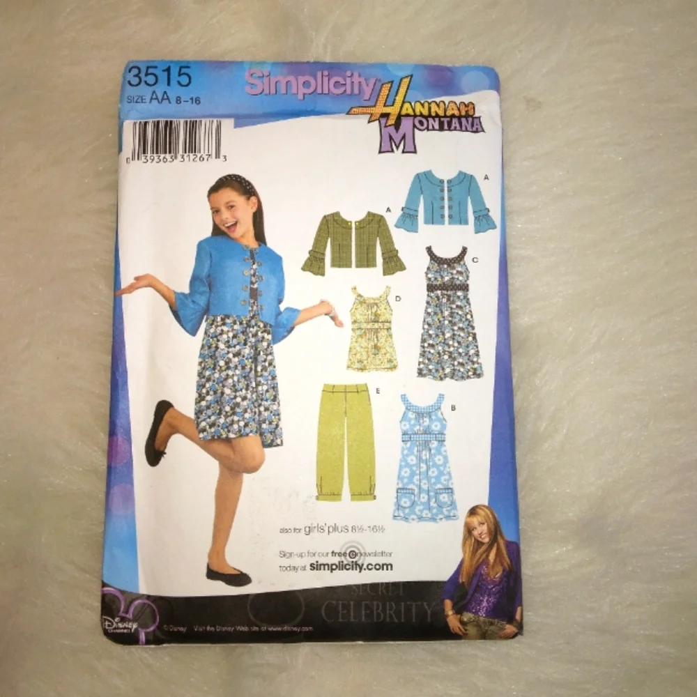 SIMPLICITY 3515 SZ 8-16 Hanna Montana Girl's crop pants dress